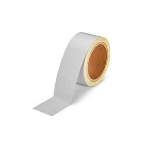 Düz Desensiz En 7.5 Cm 1 Mt İkaz Bandı Reflektif Metalize Gri Renk Gece Parlayan Reflektörlü Bant