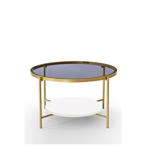 Oslo Gold Orta Sehpa Füme Cam Beyaz