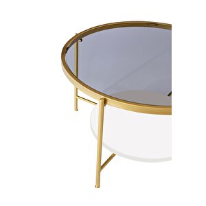 Oslo Gold Orta Sehpa Füme Cam Beyaz