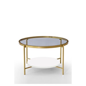 Oslo Gold Orta Sehpa Şeffaf Cam Beyaz