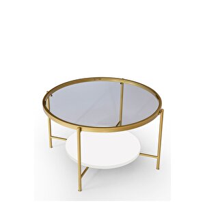 Oslo Gold Orta Sehpa Şeffaf Cam Beyaz
