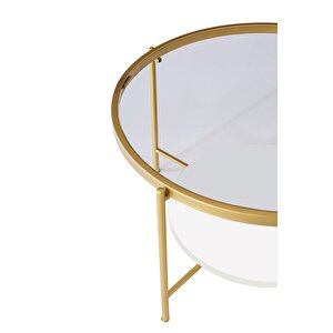 Oslo Gold Orta Sehpa Şeffaf Cam Beyaz