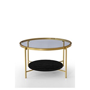 Oslo Gold Orta Sehpa Şeffaf Cam Siyah