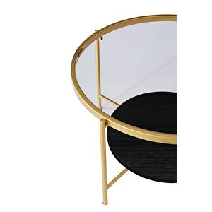 Oslo Gold Orta Sehpa Şeffaf Cam Siyah