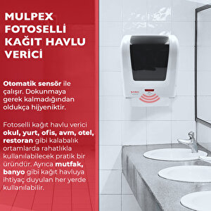 Mulpex Sensörlü Fotoselli Otomatik Kağıt Havlu Makinesi 21 Cm. Beyaz