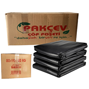 Jumbo Boy Kalın Siyah Dökme Çöp Poşeti 80 X 110 Cm. 20 Kg.