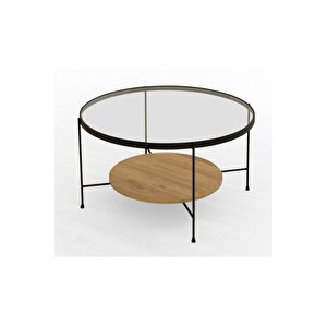 Arya Orta Sehpa - Şeffaf Cam / Antik Çam Mdf