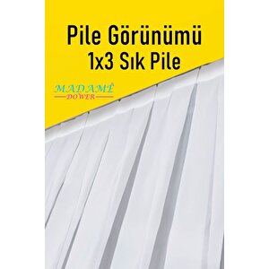 Silk Beyaz İpek Tül Perde 1x3 Sık Pile - Extra Gramajlı - Kırışmaz Ütü Gerektirmez 100x200 cm