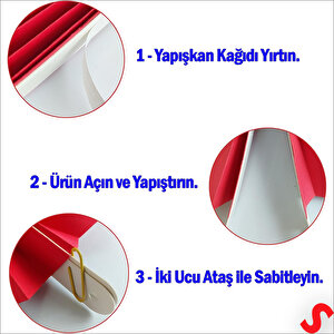 Kağıt Yelpaze Süs, 6 Adetli Set, Kırmızı