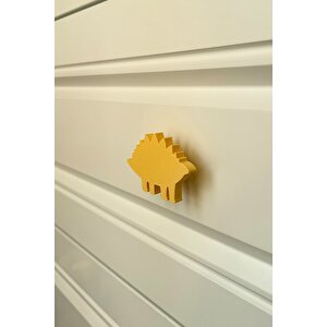 Sarı Dino 5 Dolap Kulpu -çocuk Odası, Mutfak Ve Banyo Için Modern, Sevimli Ve Dayanıklı Mobilya Kulp