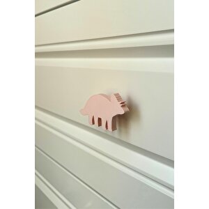 Pembe Dino 6 Dolap Kulpu - Çocuk Odası, Mutfak Ve Banyo İçin Modern Ve Sevimli Mobilya Kulp