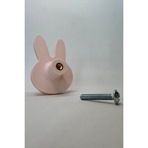 Pembe Tavşan Dolap Kulpu - Çocuk Odası, Mutfak Ve Banyo İçin , Sevimli Ve Dayanıklı Mobilya Kulp, Dh