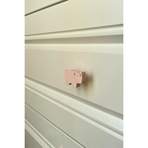 Pembe Gergedan Dolap Kulpu - Çocuk Odası, Mutfak Ve Banyo İçin Sevimli Mobilya Kulp, Kulpd