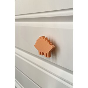 Turuncu Dino 5 Dolap Kulpu - Çocuk Odası, Mutfak Ve Banyo İçin Modern Ve Sevimli Mobilya Kulp