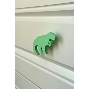Yeşil Dino 1 Dolap Kulpu - Çocuk Odası, Mutfak Ve Banyo İçin Modern Ve Sevimli Mobilya Kulp