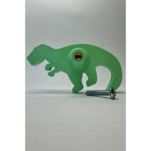 Yeşil Dino 1 Dolap Kulpu - Çocuk Odası, Mutfak Ve Banyo İçin Modern Ve Sevimli Mobilya Kulp