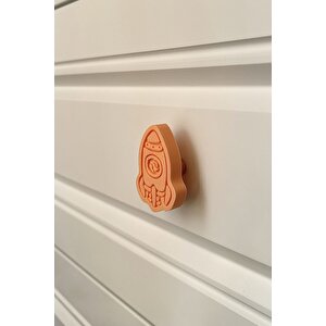 Turuncu Roket Dolap Kulpu - Çocuk Odaları, Mutfak Ve Banyo Dolapları İçin Dayanıklı Ve Dolap Kulpu
