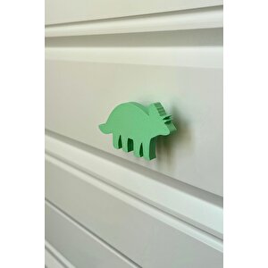Yeşil Dino 6 Dolap Kulpu - Çocuk Odası, Mutfak Ve Banyo İçin Modern Ve Dayanıklı Mobilya Kulp