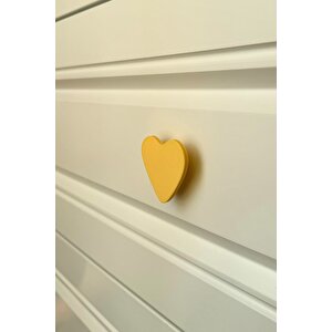 Sarı Kalp Dolap Kulpu - Çocuk Odası, Mutfak Ve Banyo İçin Modern, Şık Ve Dayanıklı Mobilya Kulp, Dk