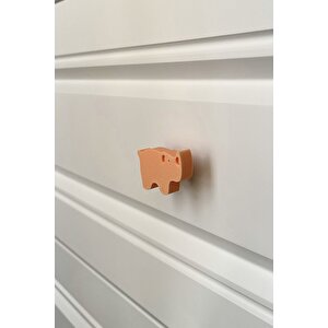 Turuncu Gergedan Dolap Kulpu - Çocuk Odası, Mutfak Ve Banyo İçin Renkli Ve Dayanıklı Mobilya Kulp D