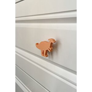 Turuncu Dino2 Dolap Kulpu - Çocuk Odası, Mutfak Ve Banyo İçin Modern Ve Sevimli Mobilya Kulp