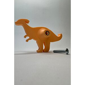 Turuncu Dino2 Dolap Kulpu - Çocuk Odası, Mutfak Ve Banyo İçin Modern Ve Sevimli Mobilya Kulp