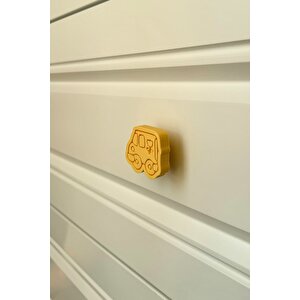 Sarı Araba Dolap Kulpu - Çocuk Odalarına, Mutfak Ve Banyo Dolaplarına Enerji Ve Canlılık Katın, Ç