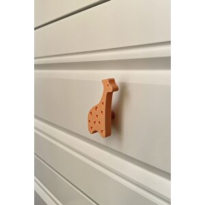 Turuncu Zürafa Dolap Kulpu - Çocuk Odası, Mutfak Ve Banyo İçin Sevimli Ve Dayanıklı Mobilya Kulp D