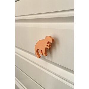 Turuncu Dino 1 Dolap Kulpu - Çocuk Odası, Mutfak Ve Banyo İçin Modern Ve Sevimli Mobilya Kulp