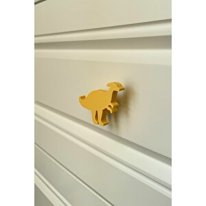 Sarı Dino2 Dolap Kulpu - Çocuk Odası, Mutfak Ve Banyo İçin Modern, Sevimli Ve Dayanıklı Mobilya Kulp