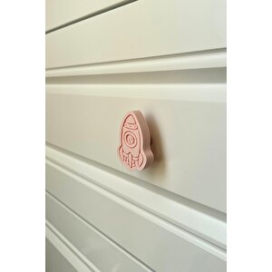 Pembe Roket Dolap Kulpu - Çocuk Odaları, Mutfak Ve Banyo Dolapları İçin Eğlenceli Ve Dayanıklı Kulp