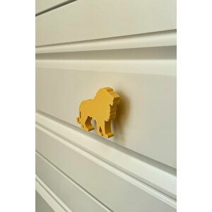 Sarı Aslan Dolap Kulpu - Çocuk Odası, Mutfak Ve Banyo İçin Şık, Eğlenceli Ve Dayanıklı Mobilya Kulp