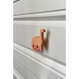 Turuncu Dino 4 Dolap Kulpu - Çocuk Odası, Mutfak Ve Banyo İçin Modern Ve Sevimli Mobilya Kulp