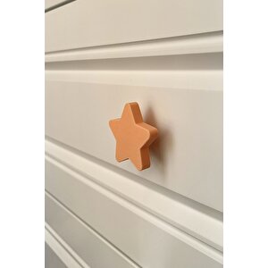 Turuncu Yıldız Dolap Kulpu - Çocuk Odası, Mutfak Ve Banyo İçin Enerjik Ve Dayanıklı Mobilya Kulp