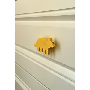 Sarı Dino 6 Dolap Kulpu-çocuk Odası, Mutfak Ve Banyo İçin Modern, Sevimli Ve Dayanıklı Mobilya Kulp