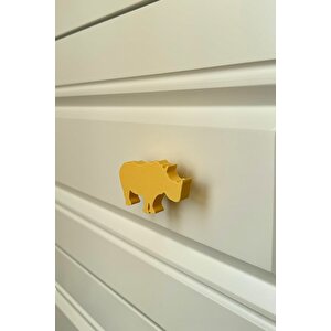 Sarı Gergedan Dolap Kulpu - Çocuk Odası, Mutfak Ve Banyo İçin Modern, Şık Ve Dayanıklı Mobilya Kulp