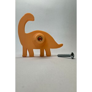 Turuncu Dino 3 Dolap Kulpu - Çocuk Odası, Mutfak Ve Banyo İçin Modern Ve Sevimli  Mobilya Kulp