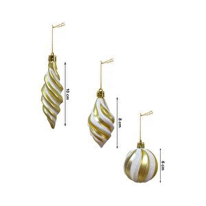 Yılbaşı Ağaç Süsleri Burgulu Karışık Paket Asılabilir Dekoratif Süs Gold 6 Cm 3'lü
