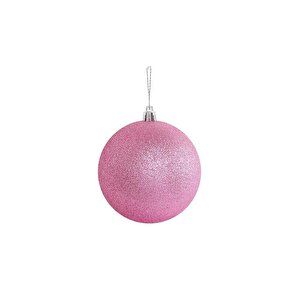 Yılbaşı Topları Simli Çam Ağacı Süsleri Pembe 15 Cm
