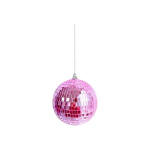 Yılbaşı Topları Aynalı Disko Topu Çam Ağacı Süsü Pembe 12 Cm