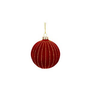 Yılbaşı Topları Altın Simli Kadife Yılbaşı Ağacı Süsü Bordo 10 Cm 4'lü