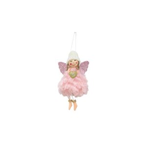 Yılbaşı Ağaç Süsü Peri Kızı Asılabilir Dekoratif Süs Pembe 16 Cm