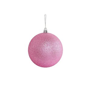 Yılbaşı Topları Simli Çam Ağacı Süsleri Pembe 20 Cm