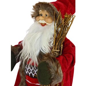 Yılbaşı Dekor Süsü Dekoratif Çalılı Noel Baba 45 Cm