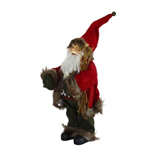 Yılbaşı Dekor Süsü Dekoratif Çalılı Noel Baba 35 Cm