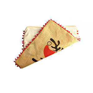Püsküllü Jüt Kirlent Kilifi 50*50 Renkli̇ Geyi̇k  Desen