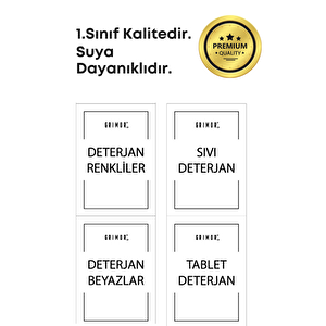 4 Lü Sıvı Toz Tablet Deterjan Etiketi- Deterjan Düzenleyici Sticker Etiket