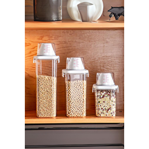 3 Lü Sızdırmaz Depolama Erzak Bakliyat Saklama Kabı-çay Kahve Saklama Kutusu-1100 Ml 1800 Ml 2300 Ml
