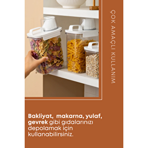 3 Lü Sızdırmaz Depolama Erzak Bakliyat Saklama Kabı-çay Kahve Saklama Kutusu-1100 Ml 1800 Ml 2300 Ml