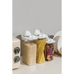 3 Lü Sızdırmaz Depolama Erzak Bakliyat Saklama Kabı-çay Kahve Saklama Kutusu-1100 Ml 1800 Ml 2300 Ml